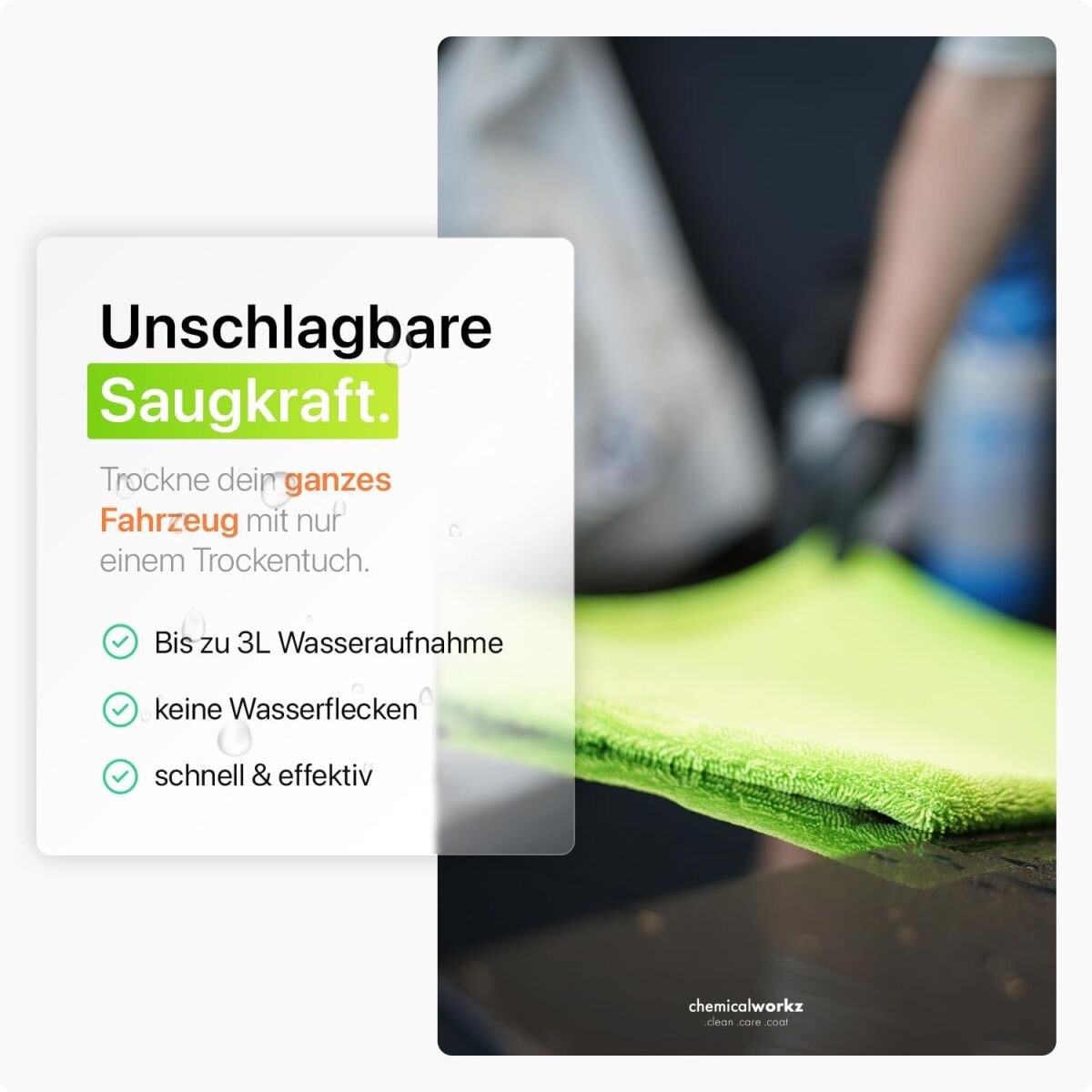chemicalworkz Shark Twisted Loop Towel 1400GSM Grün Trockentuch 40x40cm