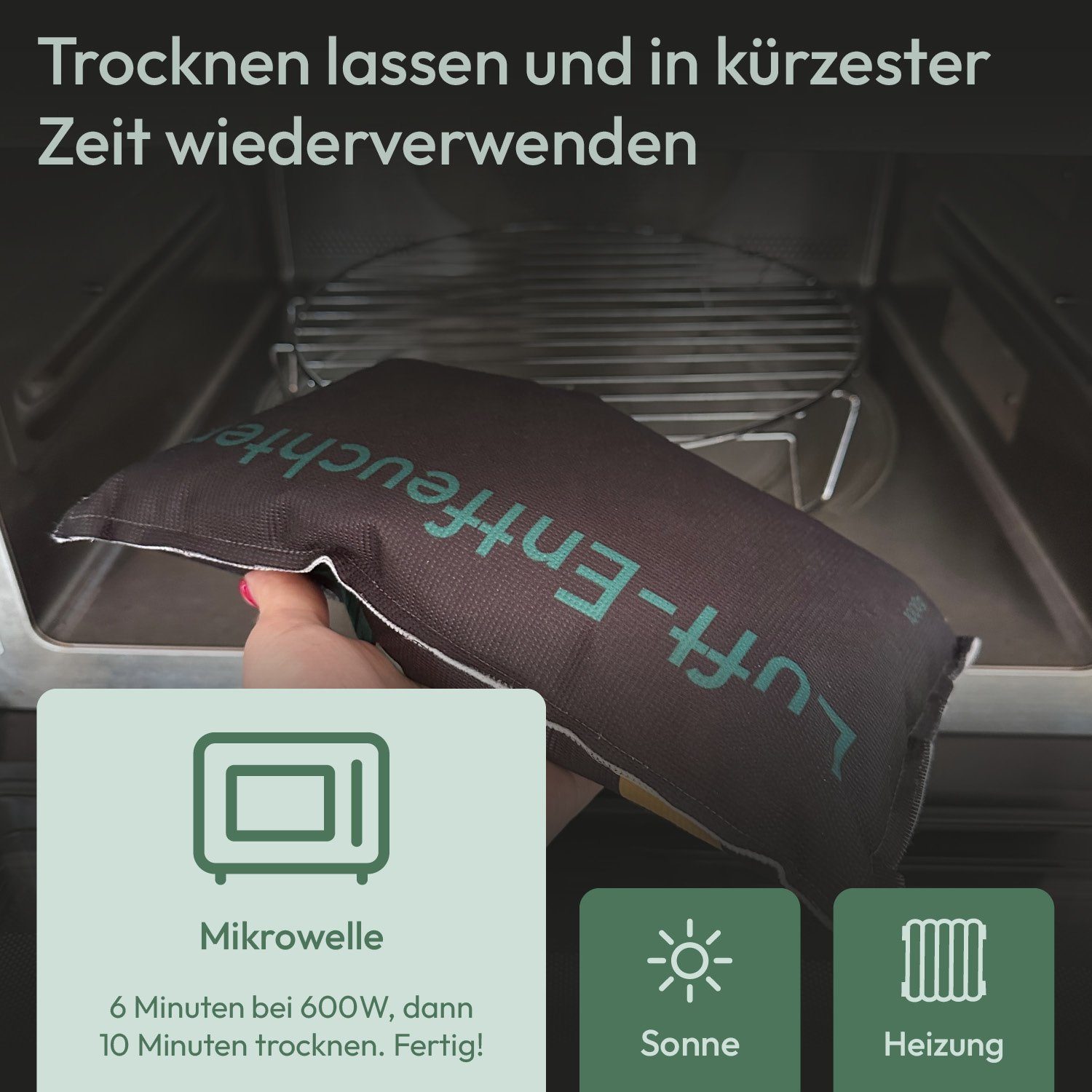 TRAVORA Luftentfeuchter Luftentfeuchter Auto Kissen mit Anti-Rutsch Pad, wiederverwendbar 1 kg