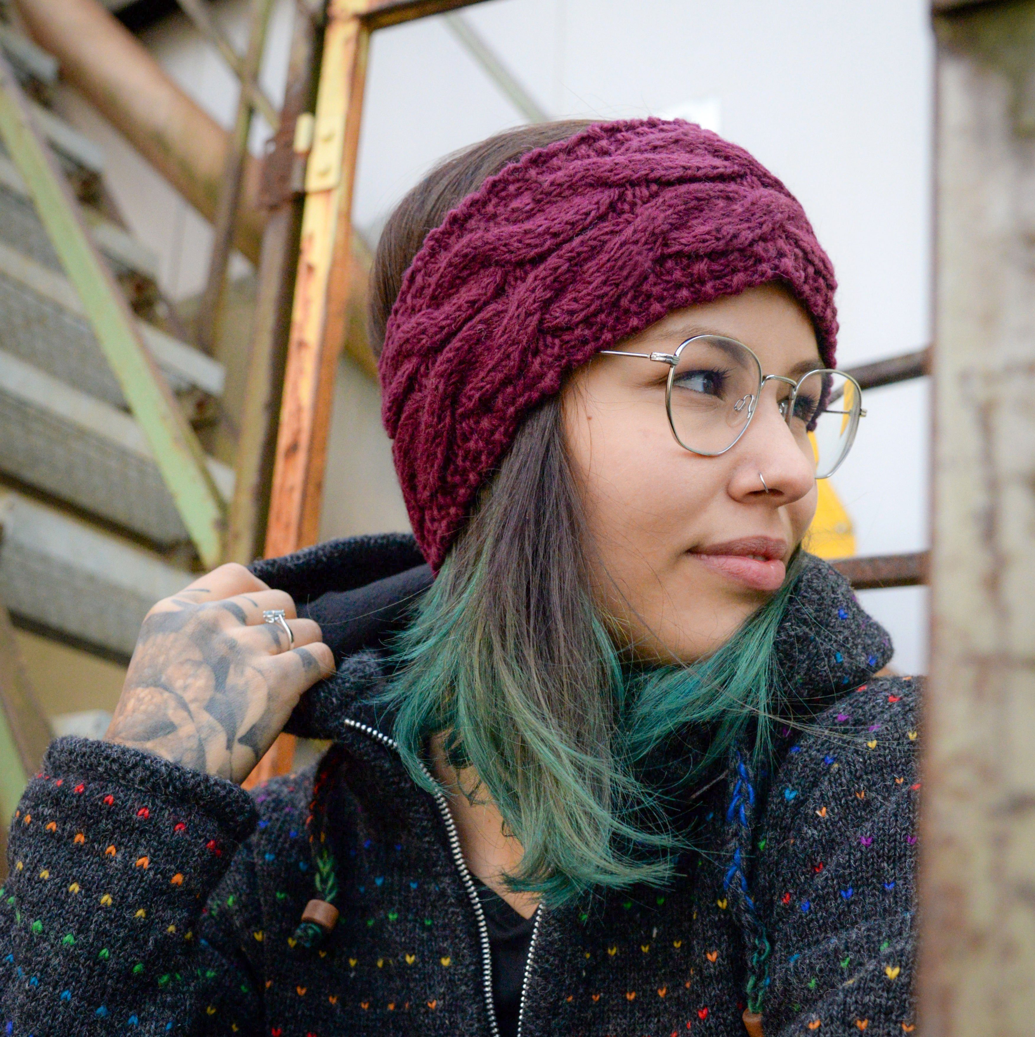 McRon Stirnband Modell Kathrine gefüttert mit Fleece, im Zopfmuster gestrickt