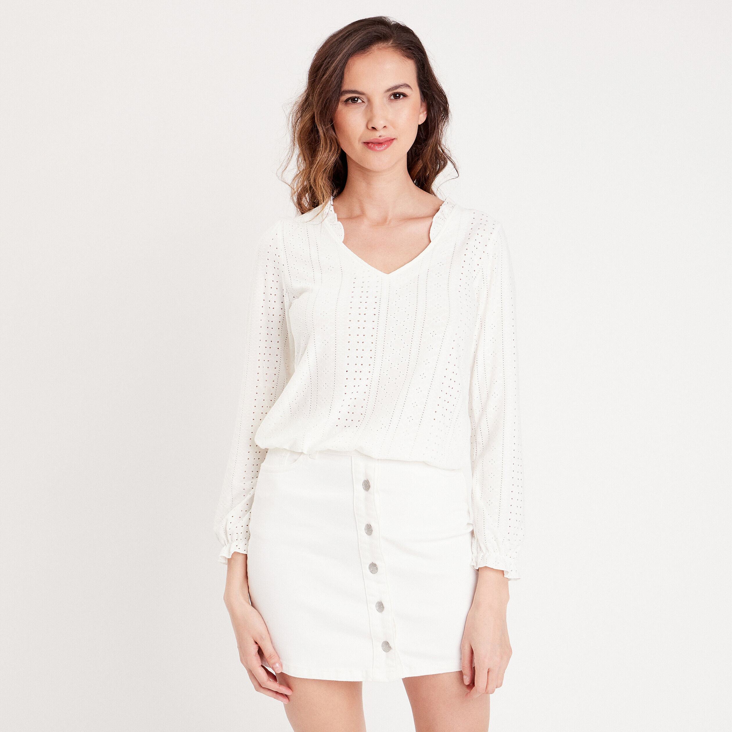 Blouse manches longues ecru femme | Cache Cache