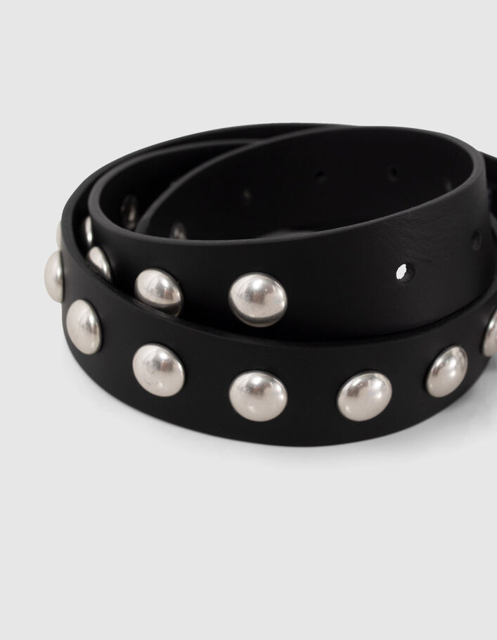 Ceinture noire cuir maxi clous Femme