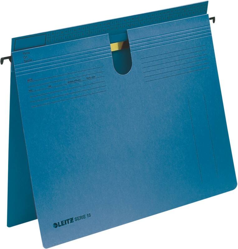 Leitz SERIE 18 Hängehefter 1814 DIN A4 Behördenheftung und Kaufmännische Heftung V-Base 15 mm 250 g/m² Blau 100% Recycelter Manila-Karton