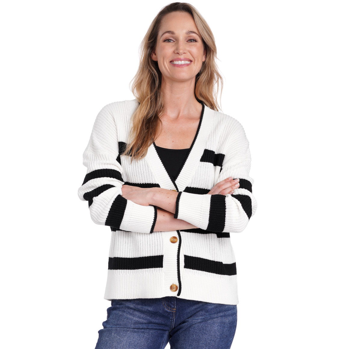 Damen Strickjacke mit Blockstreifen