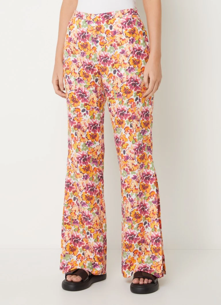French Connection Brenna high-waist flared lyocell trousers with floral print