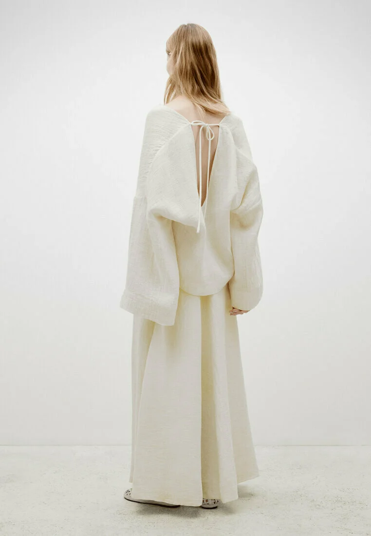 Massimo Dutti EDICIÓN LIMITADA - LARGO FLUIDO TEXTURIZADO - Falda larga