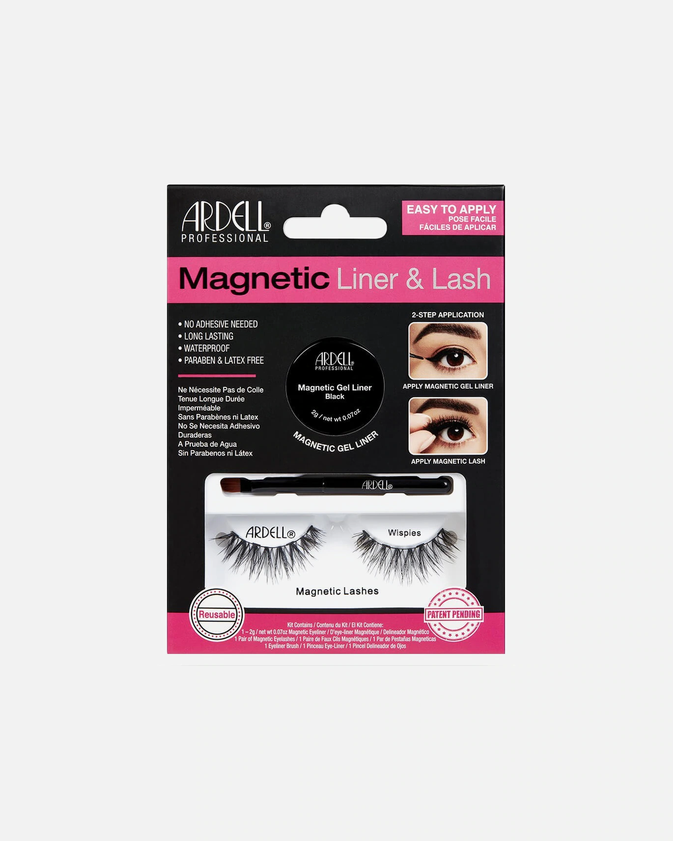 Ardell Magnetisk Falsk Øjenvippe Kit med Sort Gel Liner (2g) Wispies