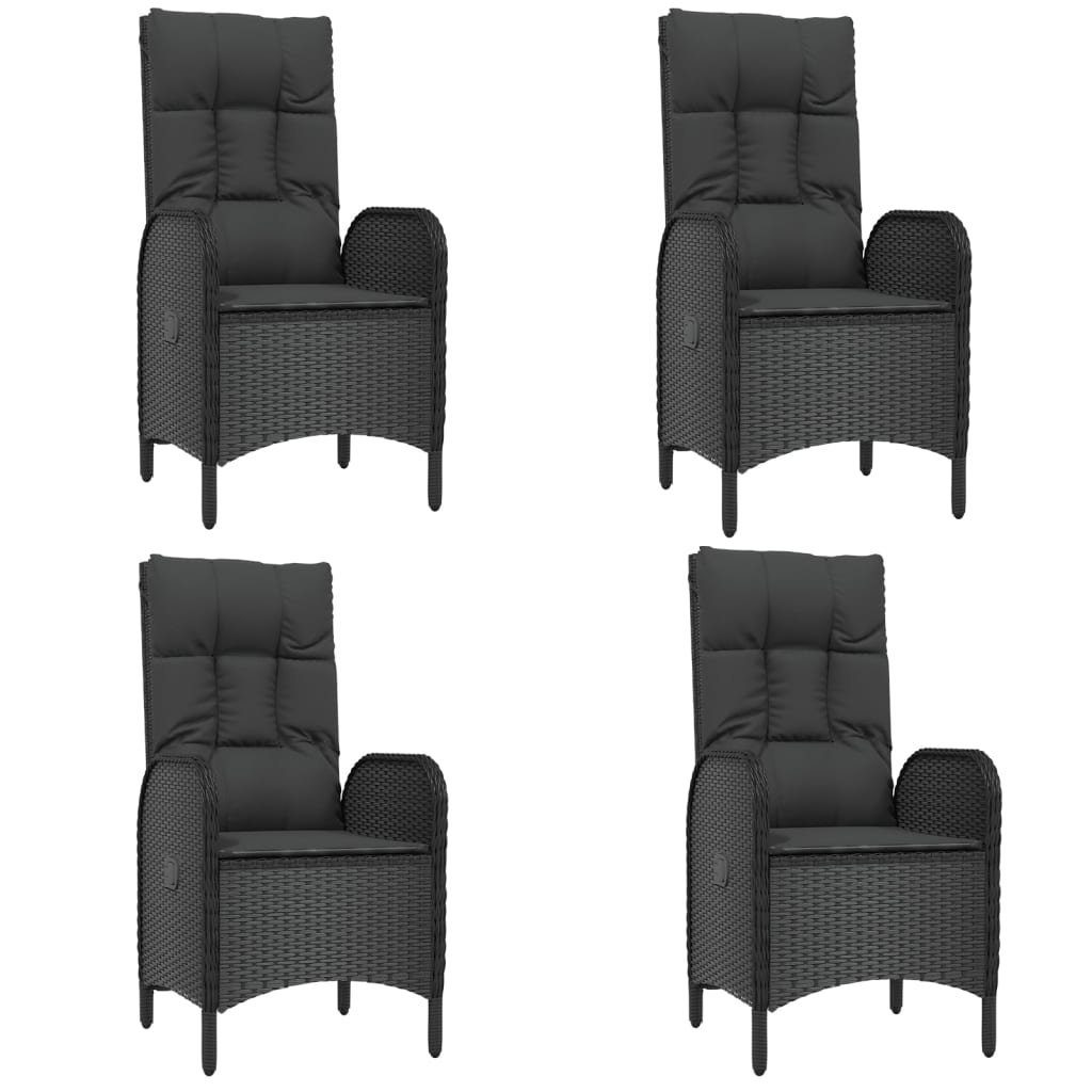 vidaXL Garten-Essgruppe 5-tlg. Garten-Essgruppe mit Kissen Schwarz Poly Rattan, (1-tlg)