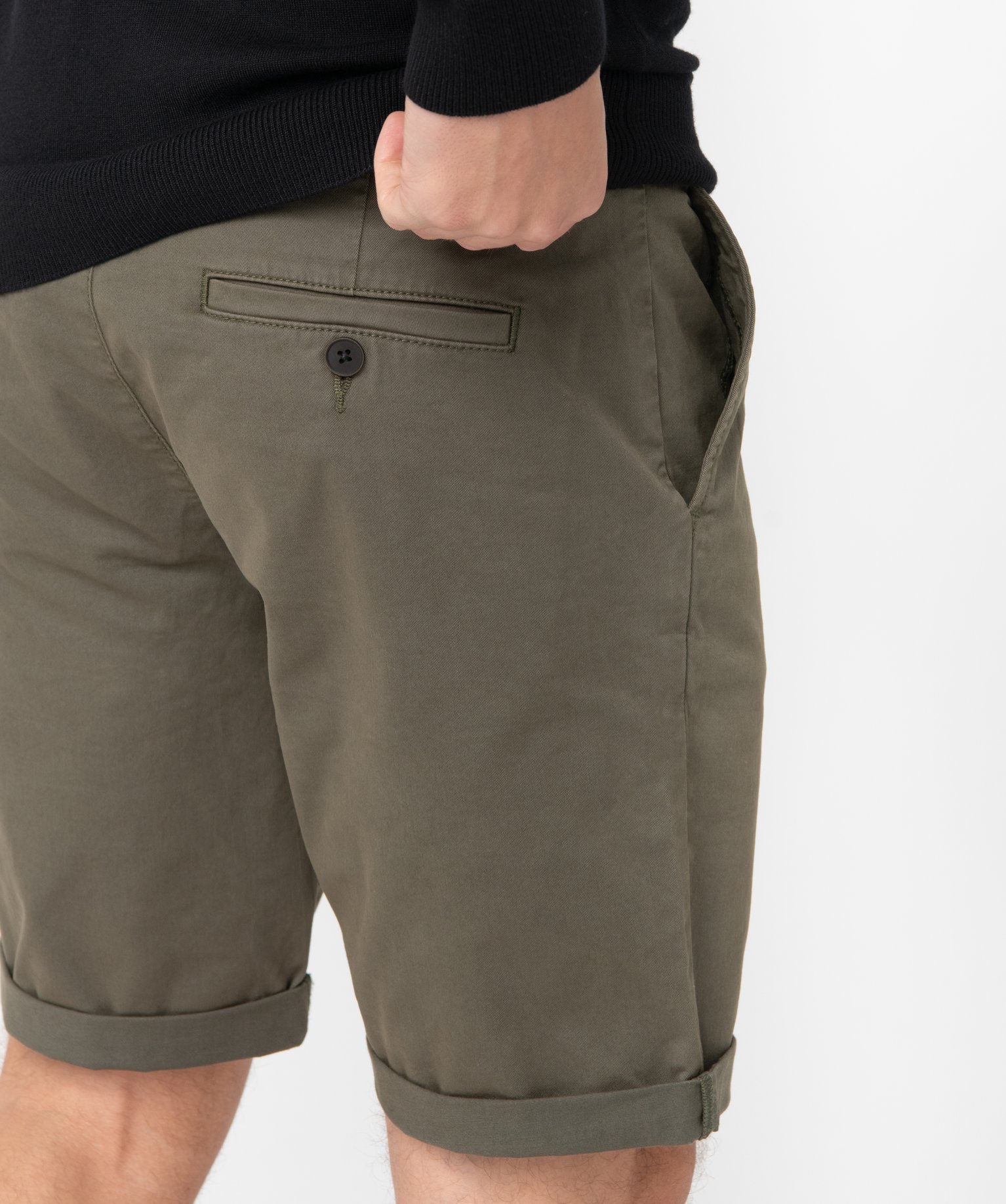 Bermuda homme en toile extensible 5 poches coupe chino kaki | GEMO