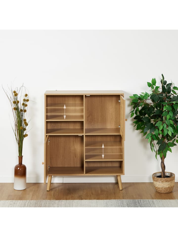 relaxdays Sideboard in Natur - (B)80 x (H)97 x (T)29 cm günstig kaufen onesize