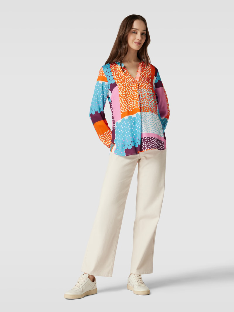 Blusenshirt mit Allover-Print in orange