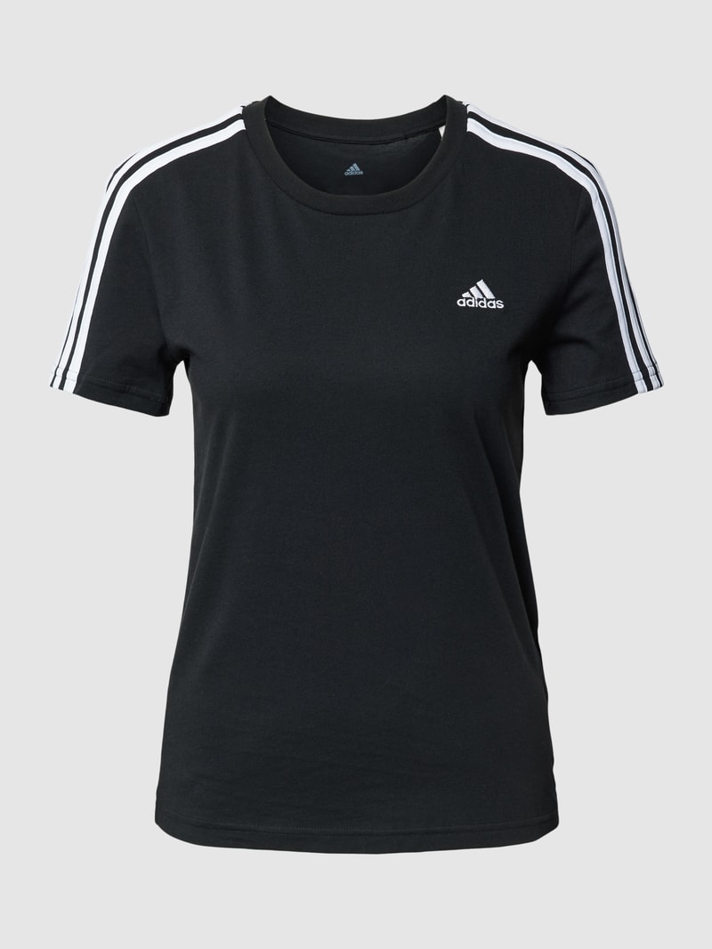 T-Shirt mit Galonstreifen in schwarz