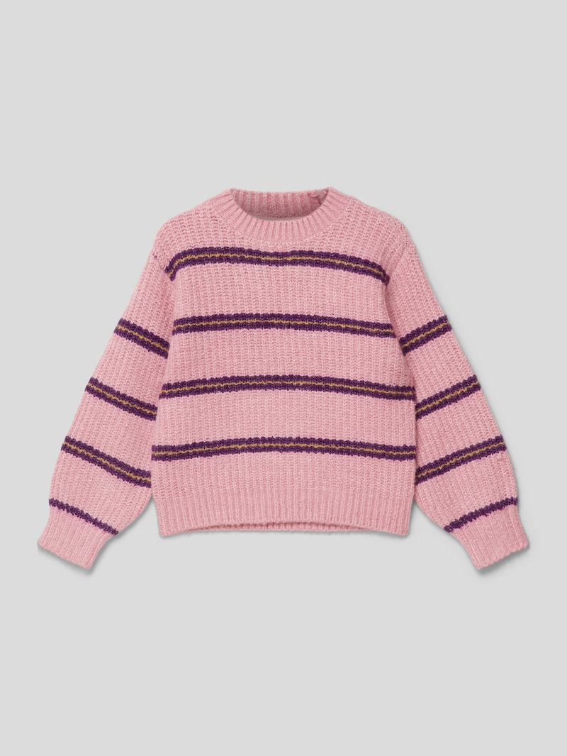 Strickpullover mit Streifenmuster in hellrosa