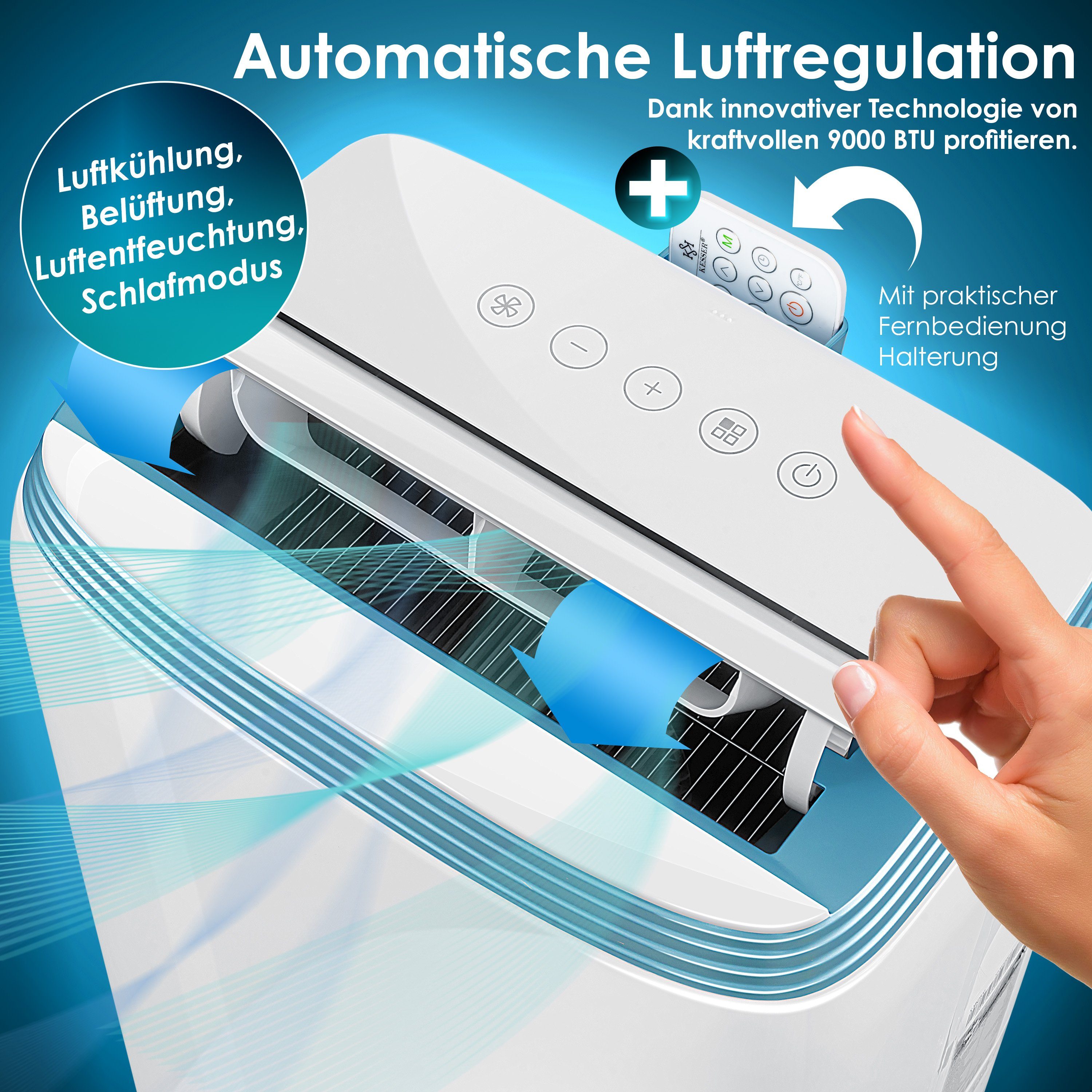 KESSER Klimagerät, Klimaanlage mit Touch-Display - 4 Mod - Timer und Nachtmodus