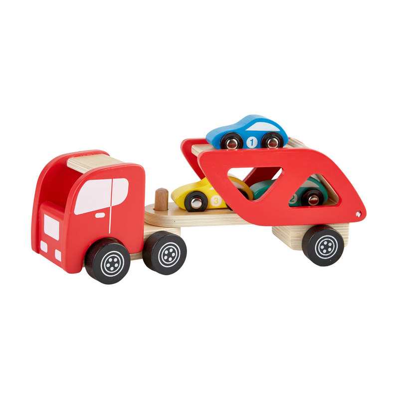Camion transporteur en bois et 3 voitures Oxybul