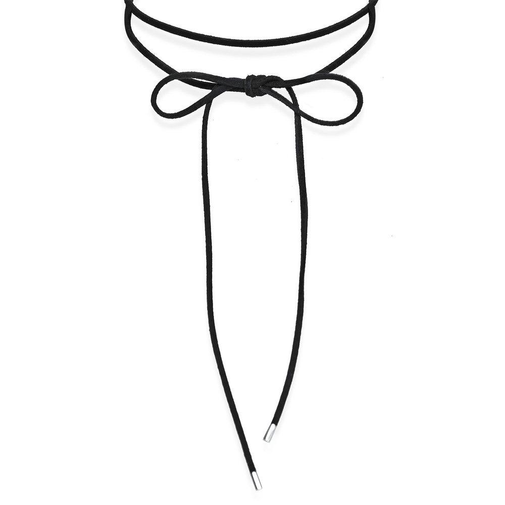 Elli Elli Collier Femmes choker noeud tendance blogueurs avec daim noir en argent ster collier