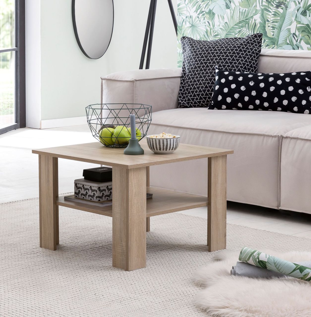 Wohnling Couchtisch WL5.833 Tisch Holz 60x42x60 cm Wohnzimmertisch Sofatisch
