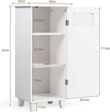 KOMFOTTEU Badkommode Badezimmerschrank, 3 Ebenen, Hochschrank