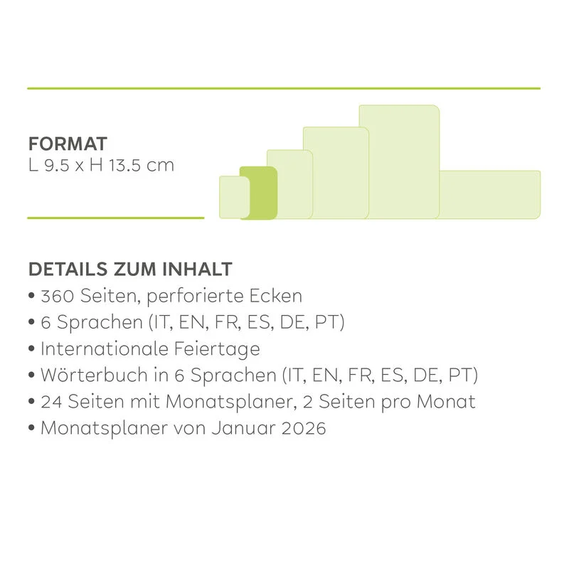 12-mesačný plánovač - 1 deň na stranu - Malý - 2025
