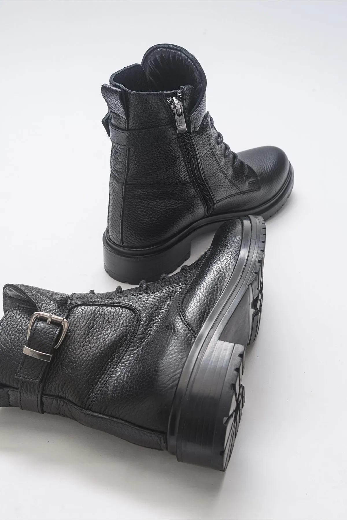 LuviShoes  Soile Black Floater Damenstiefel aus echtem Leder