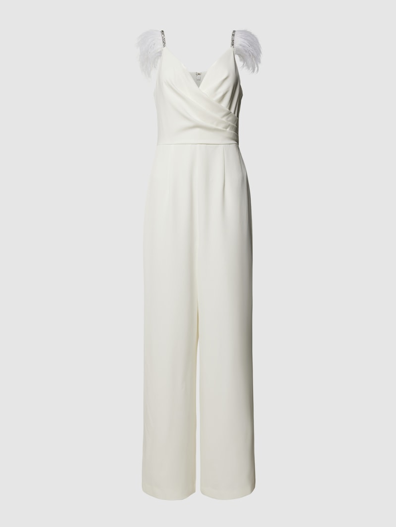 Jumpsuit mit Effektgarn in weiß