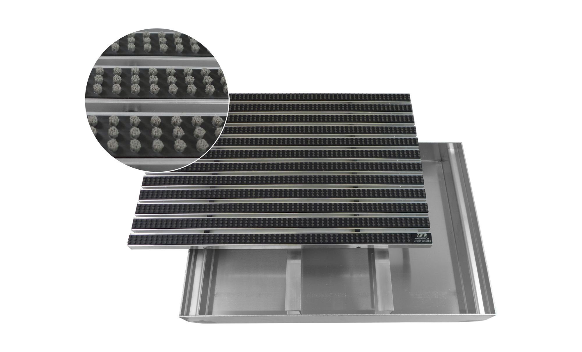 Fußmatte Emco Eingangsmatte DIPLOMAT + Bodenwanne 75mm Aluminium, Bürsten Grau, Emco, rechteckig, Höhe: 75 mm, Größe: 600x400 mm, für Innen- und Außenbereich
