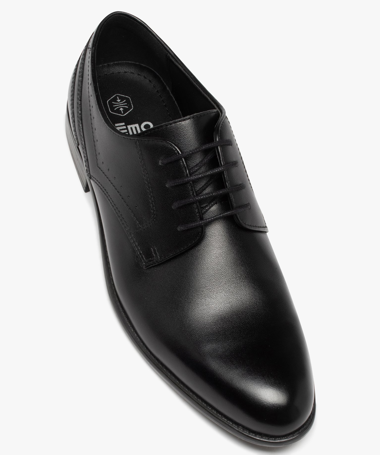 Derbies homme unies en cuir à lacets ronds noir | GEMO