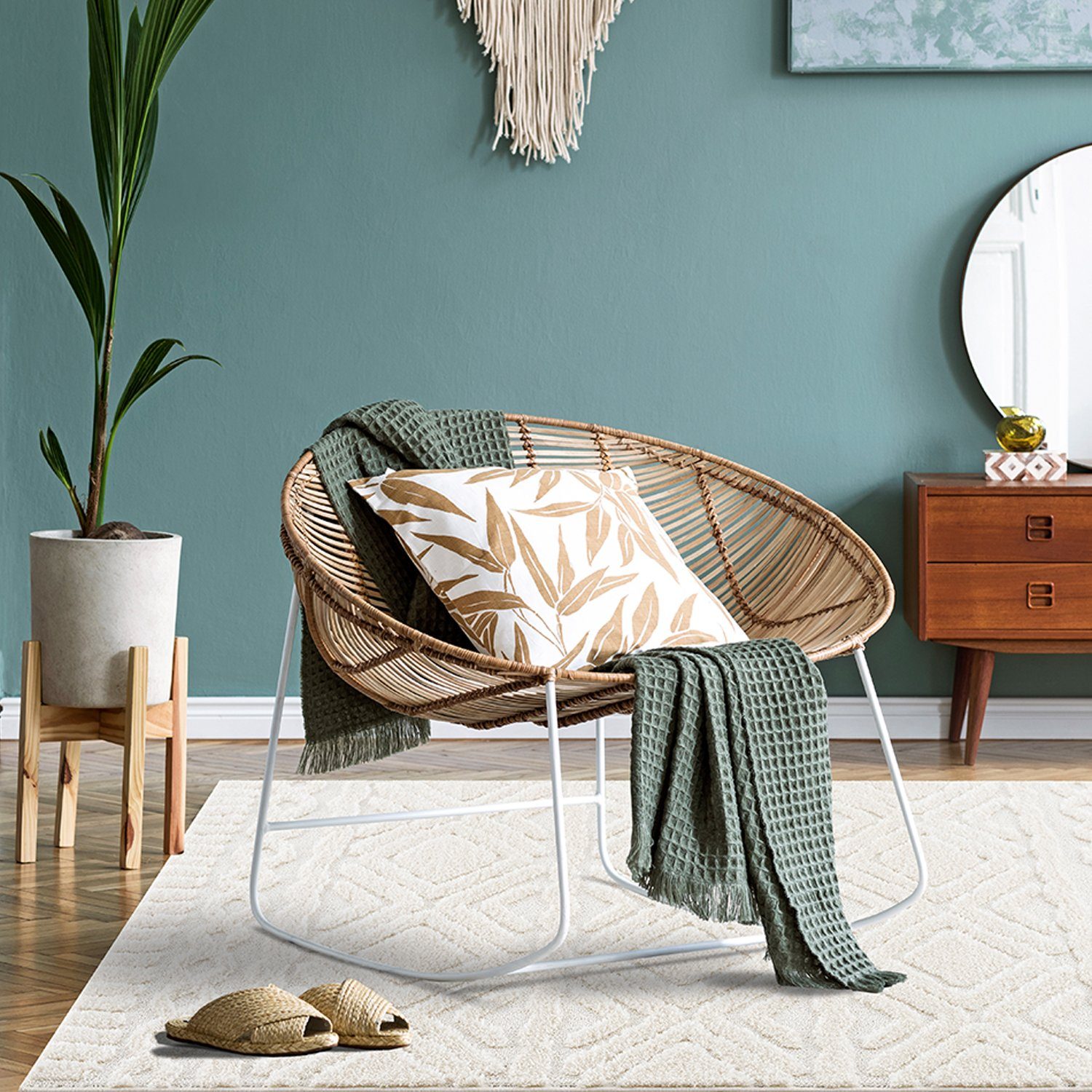 Hochflor-Teppich Boho Skandinavisch Style - Pastellfarben - Raute Muster Meliert, payé, Rechteckig, Höhe: 20 mm, Cut-Loop