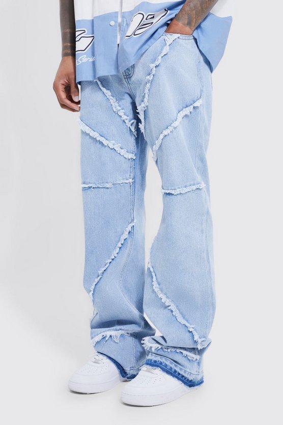 Lockere Schlagjeans mit ausgefranstem Saum