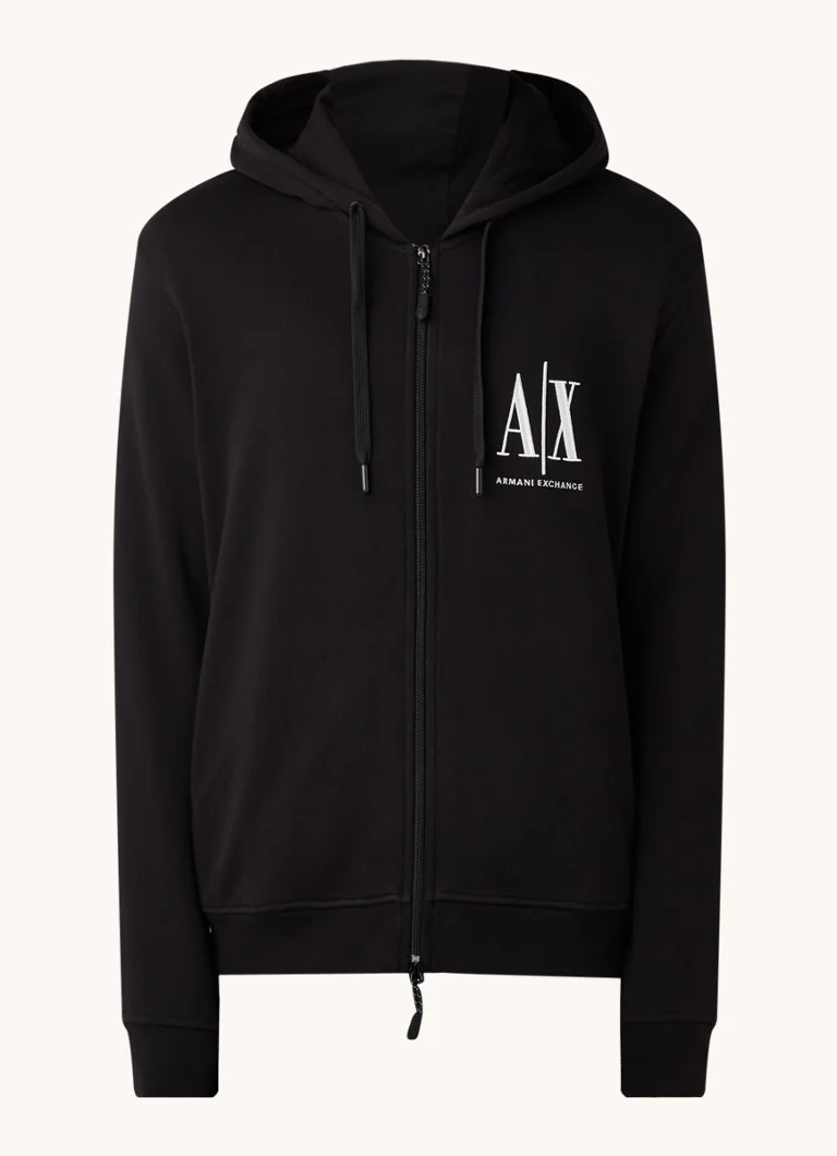 Armani Exchangen collegetakki, jossa logobrodeeraus