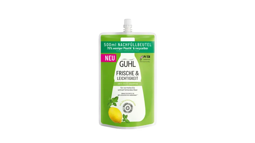GUHL Frische & Leichtigkeit Anti-Fett Shampoo Nachfüllbeutel 500 ml