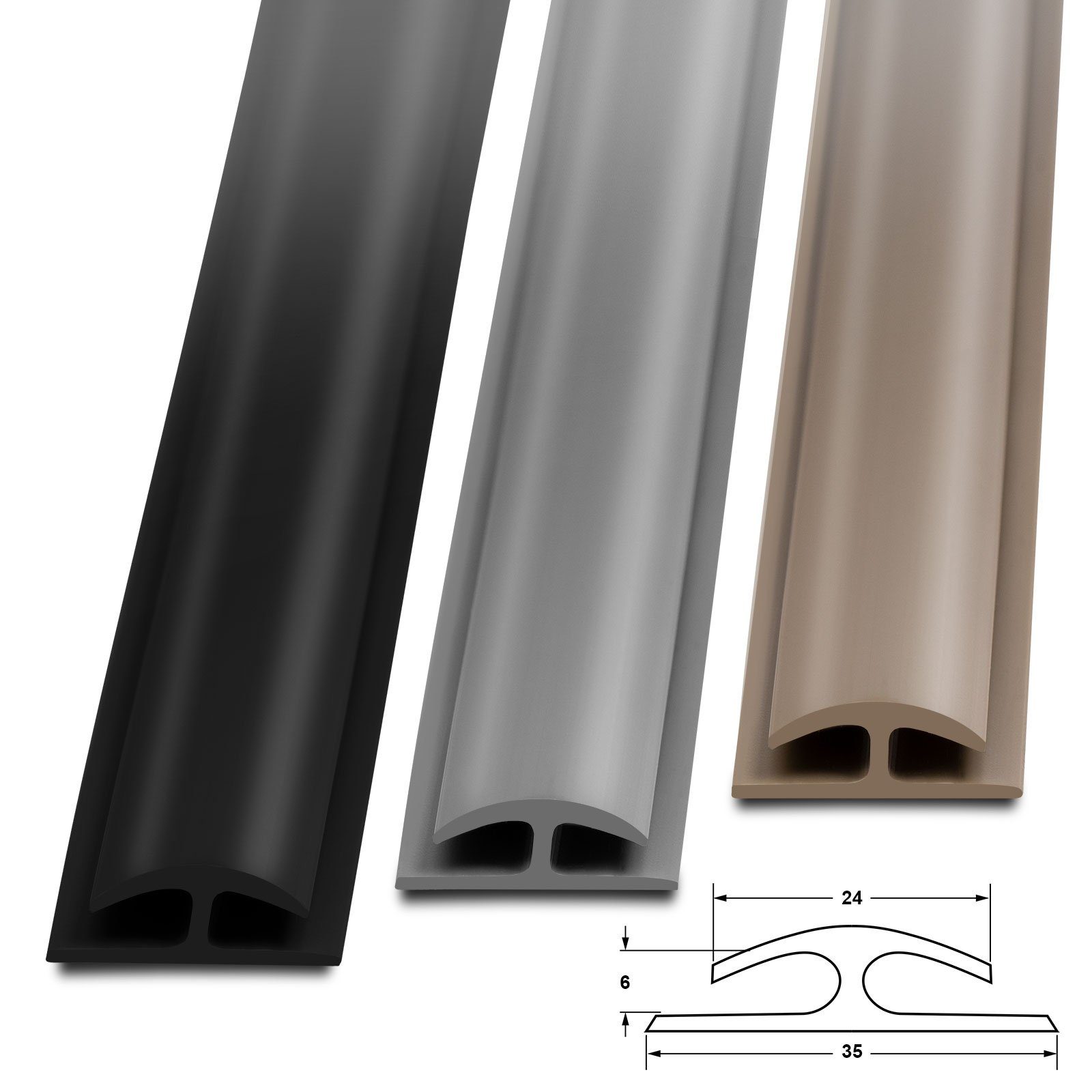 Karat Abschlussleiste Doppeleinfassleiste Julia, 3 Farben, 24 x 35 x 6 mm, Selbstklebendes Acrylband, PVC, Selbstklebend