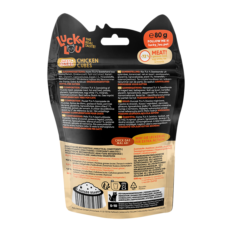 Lucky Lou Snacks Lucky Lou Lucky Ones Cubes 8x80g Huhn