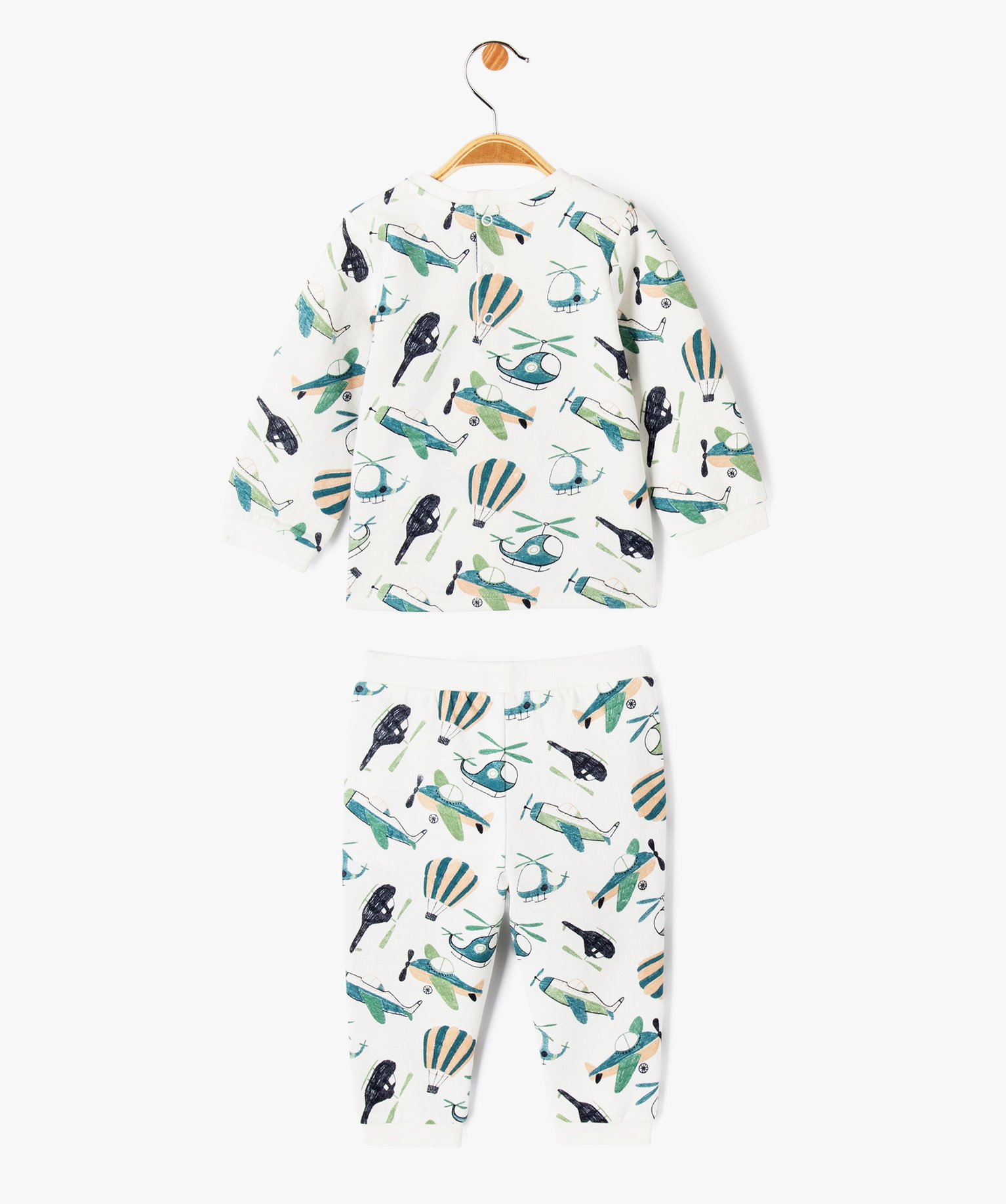 Pyjama 2 pièces en molleton imprimé bébé ecru | GEMO