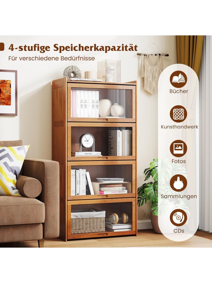 COSTWAY 4 stöckiges Bücherregal 69 x 34 x 140 cm in Braun günstig kaufen onesize