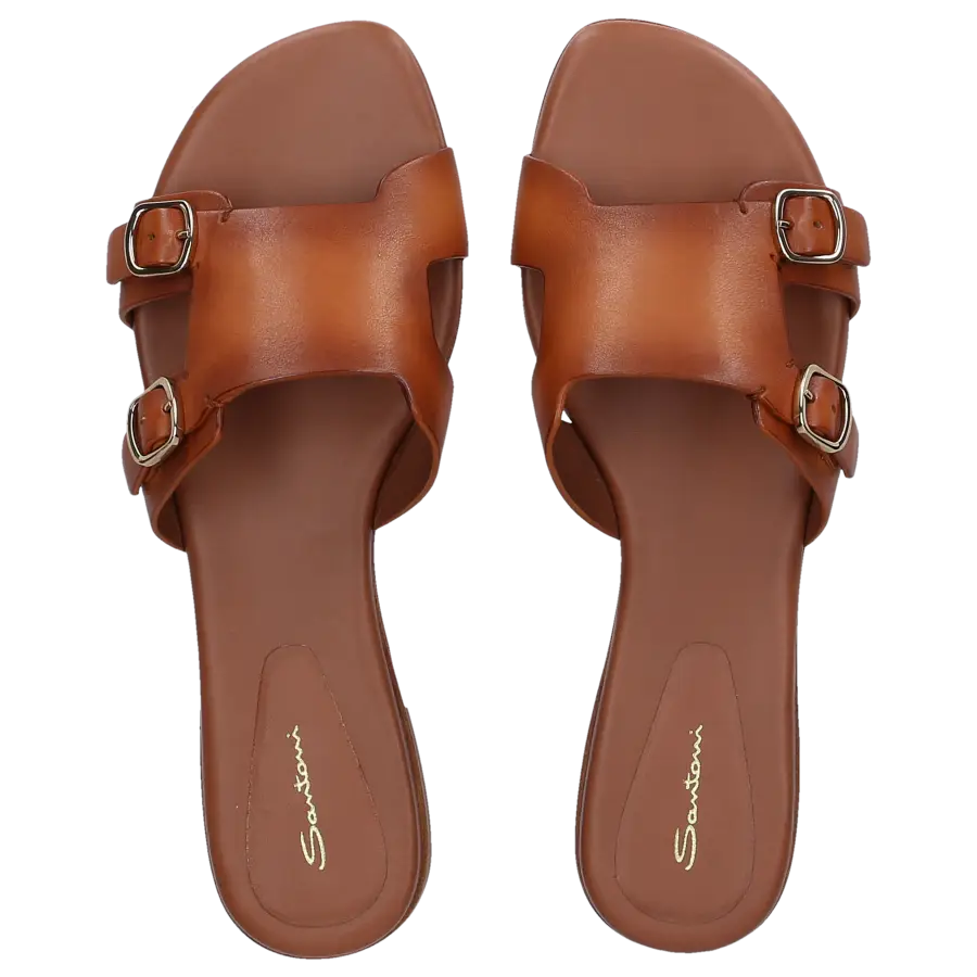 Santoni - Pantoletten 70071 Kalbsleder - braun