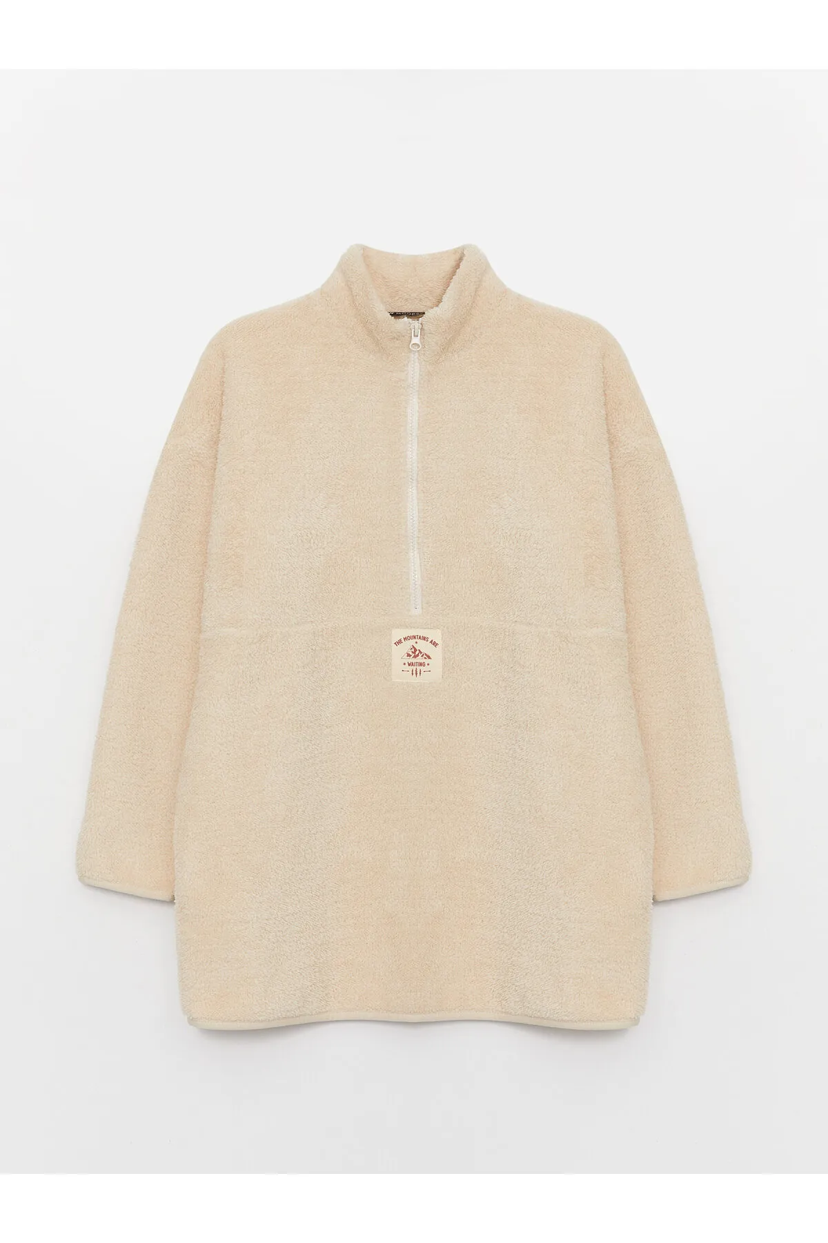 LC Waikiki  Bedruckte, langärmlige Oversize-Damentunika mit hohem Kragen