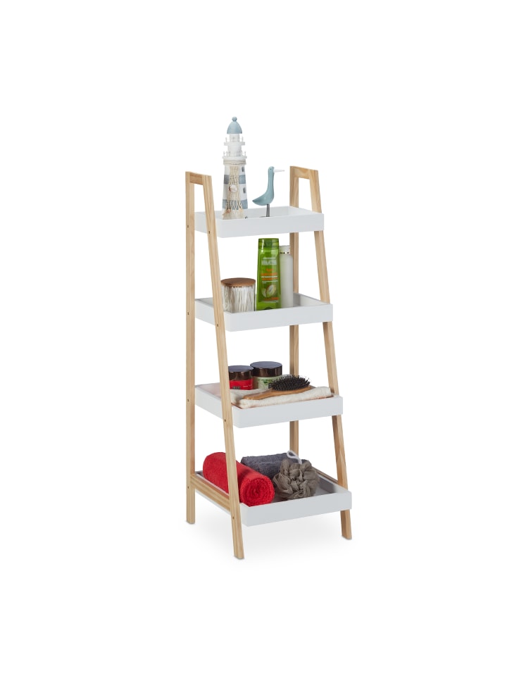 relaxdays Badregal in Weiß/Natur - (B)34,5 x (H)98,5 x (T)36 cm günstig kaufen onesize