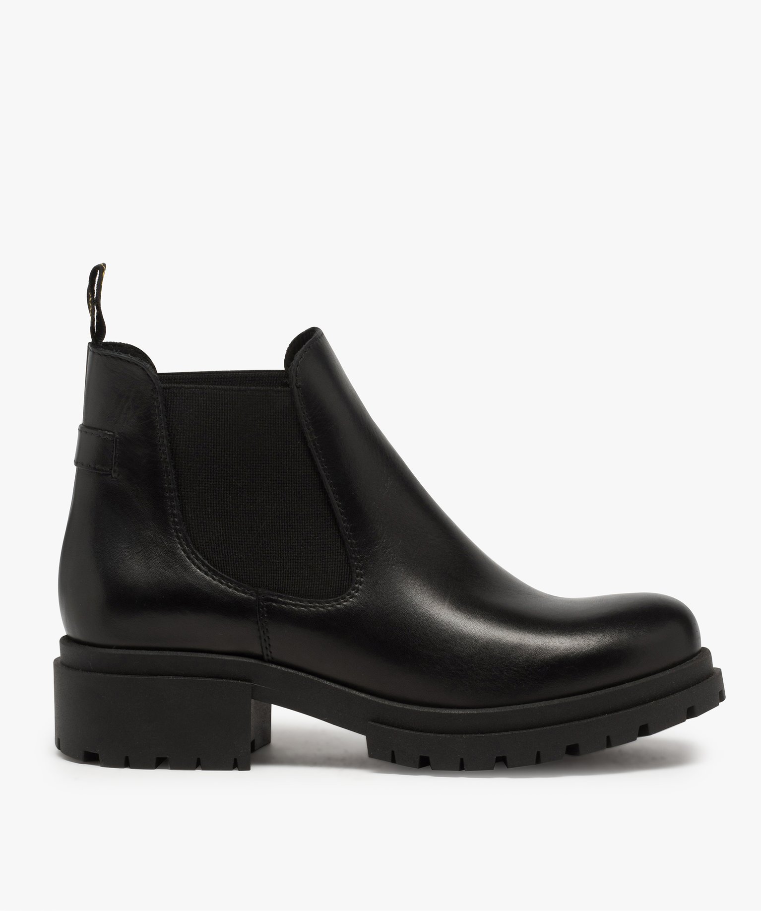 Boots femme style chelsea unis à talon carré et semelle cr... noir | GEMO