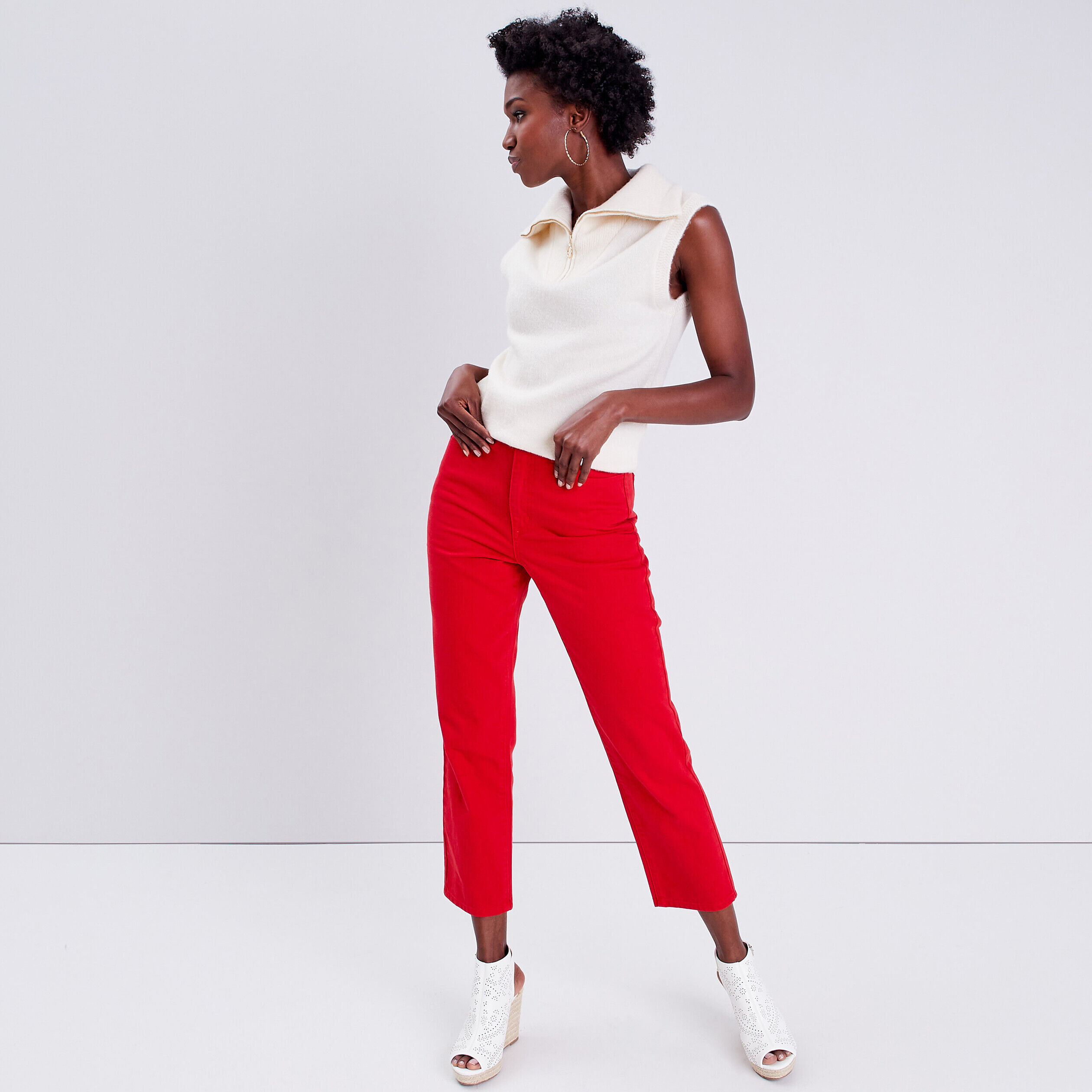 Pull débardeur avec col zippé ecru femme | Cache Cache