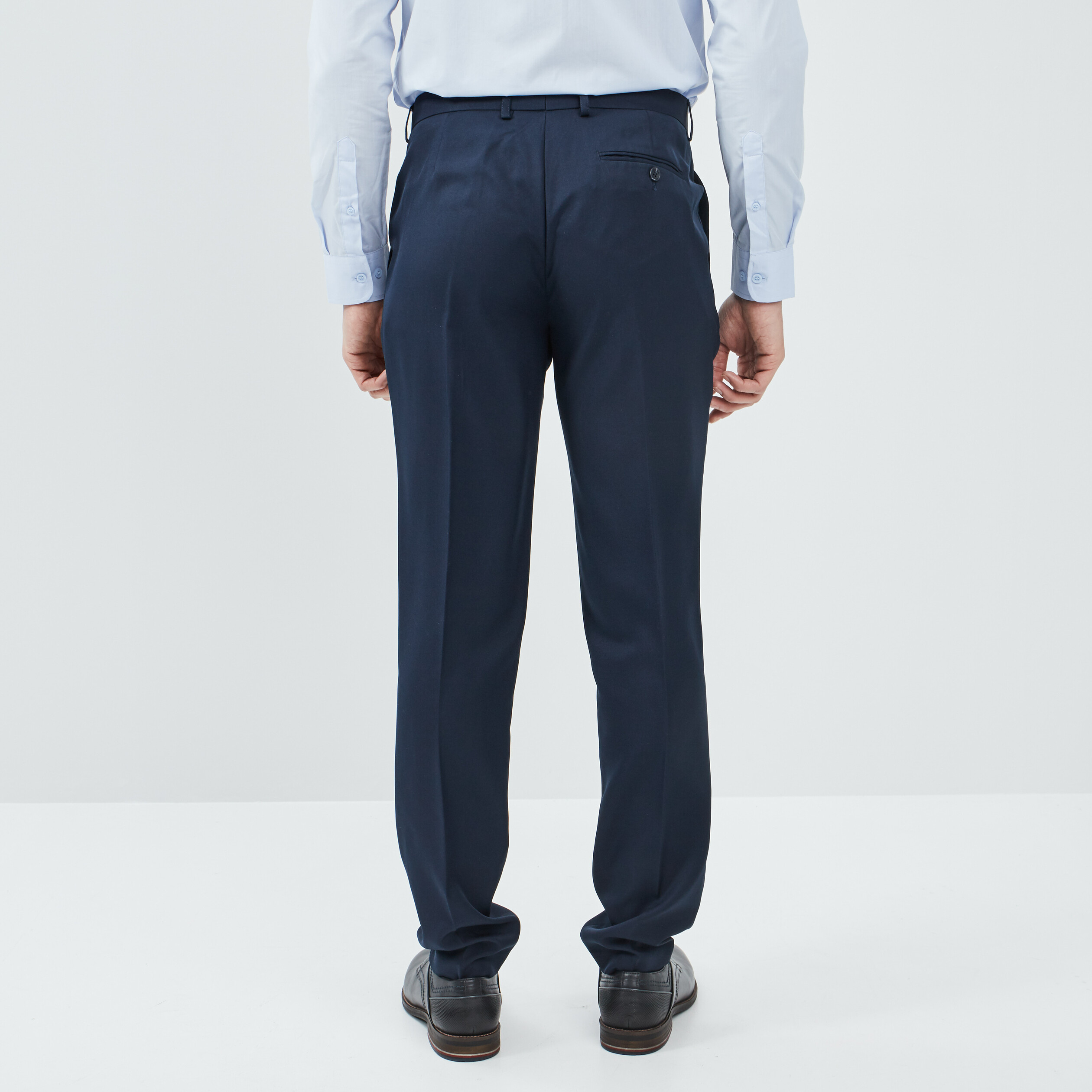 Pantalon droit avec pinces bleu marine homme | La Halle