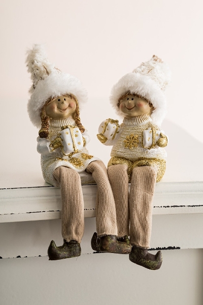 MyFlair Winterkinder mit Wollmütze, Kantensitzer, 2er Set