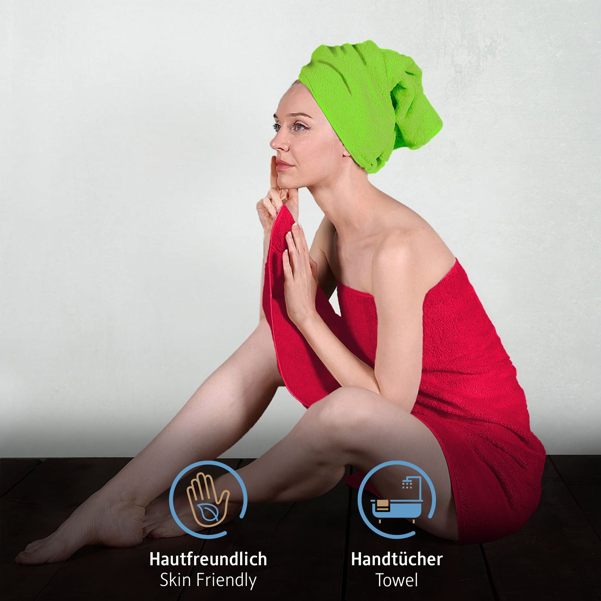 Komfortec Handtuch Set 100% Baumwolle, 4 Badetücher 70x140 und 4 Handtücher 50x100 cm, Frottee, (Packung, 8-tlg), Badehandtuch & XXL Saunatuch, Weich, Towel, Groß