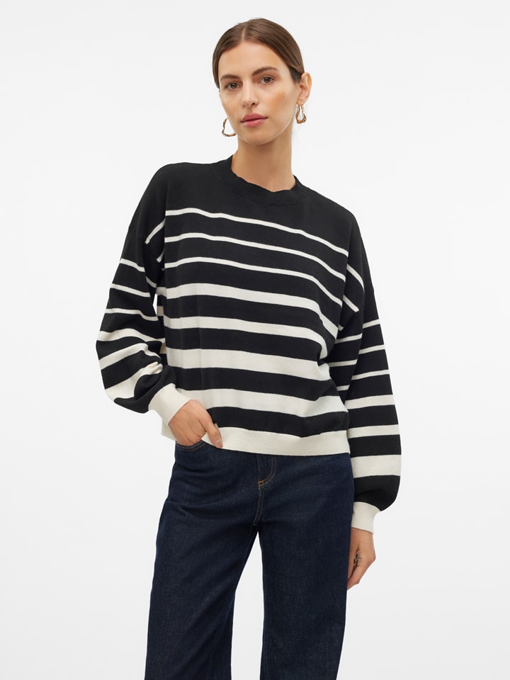 Vero Moda Pullover in Schwarz/ Weiß günstig kaufen