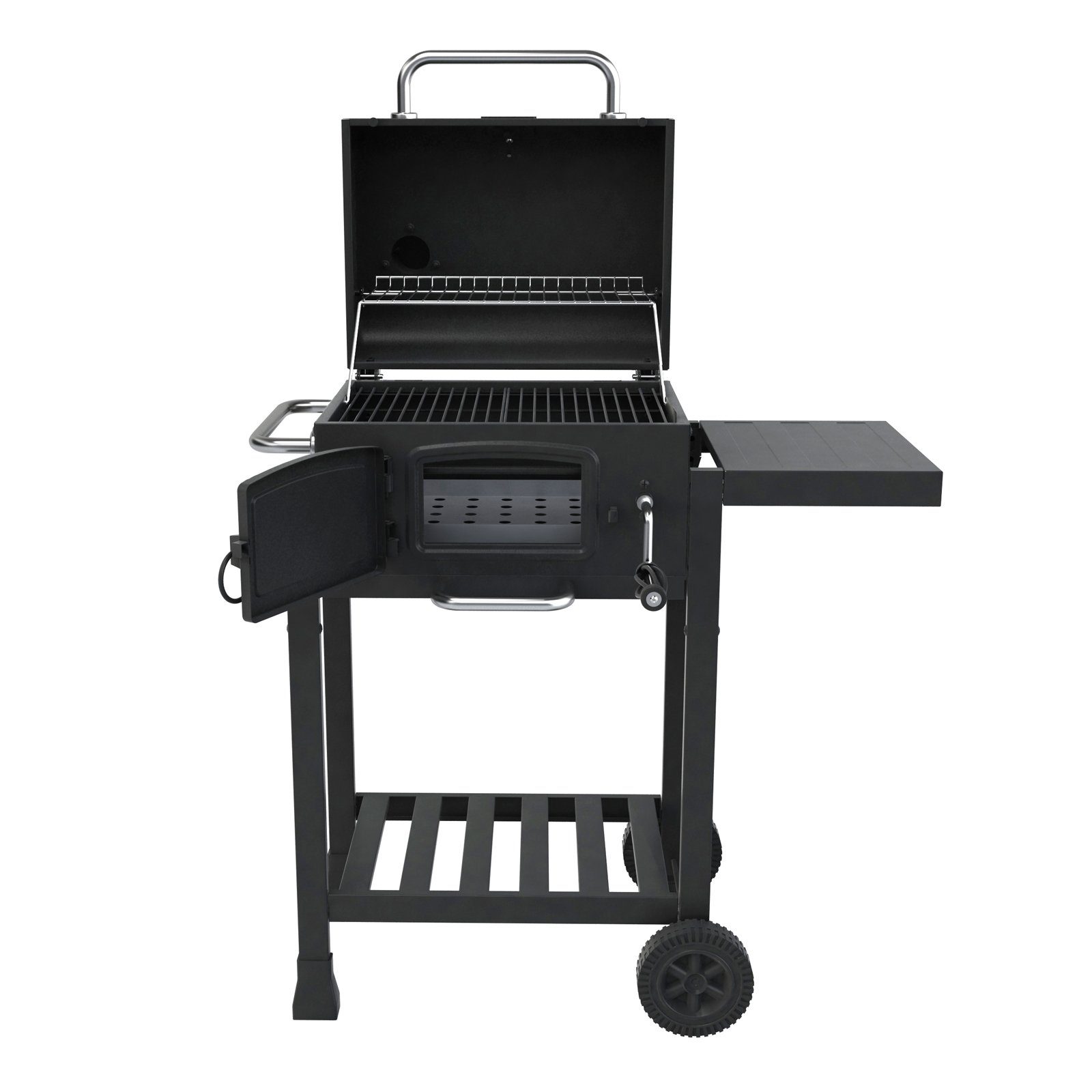 TAINO Holzkohlegrill HERO, Kohlerost höhenverstellbar, kleiner Smoker, Seitentisch klappbar