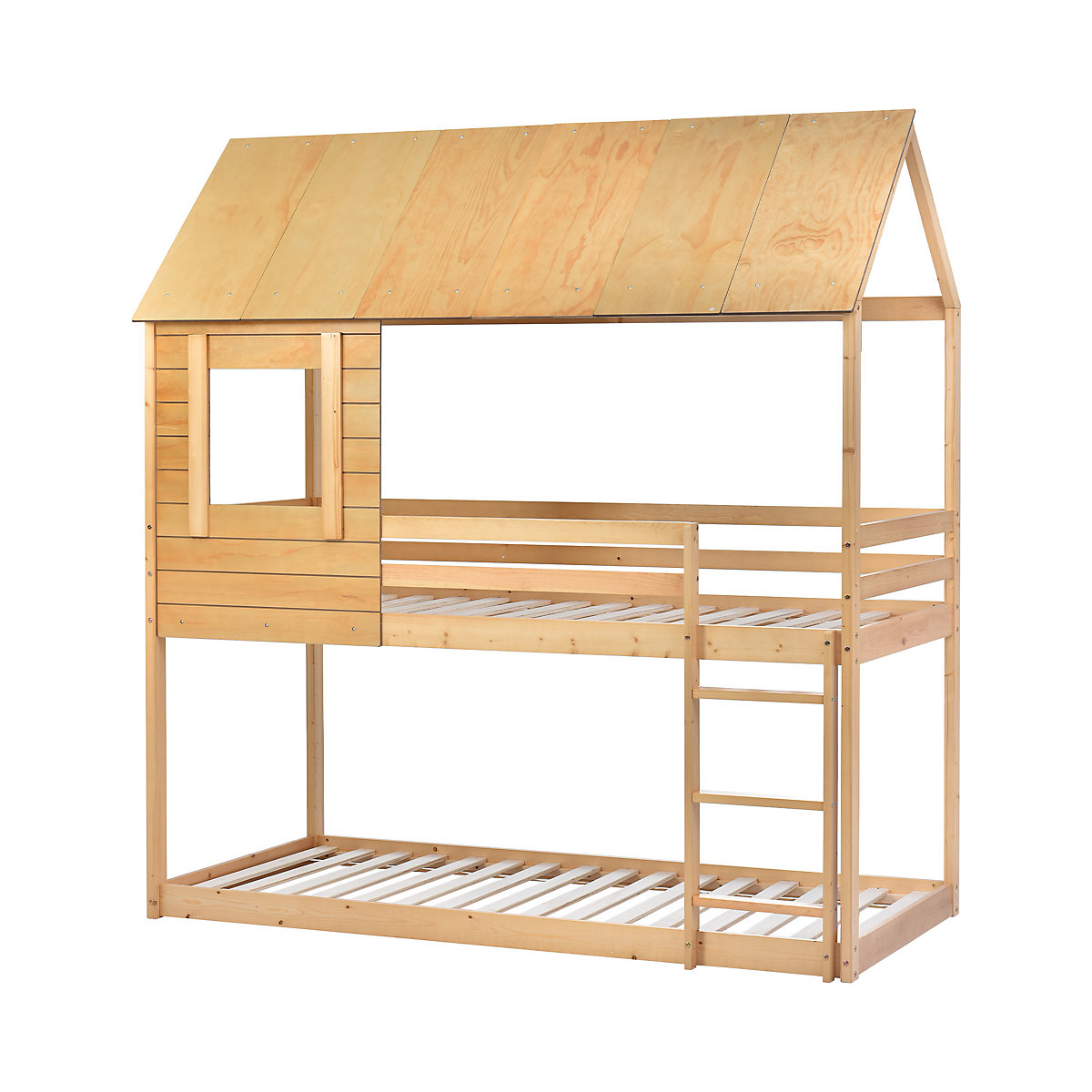Etagenbett Kinderbett, Holz, Etagenbett 90 X 200 cm, Kinder hausbett, mit Dach, Leiter und Lattenrost