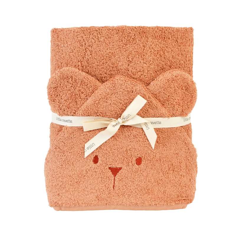 Cape de bain à  oreilles Ourson - terracotta