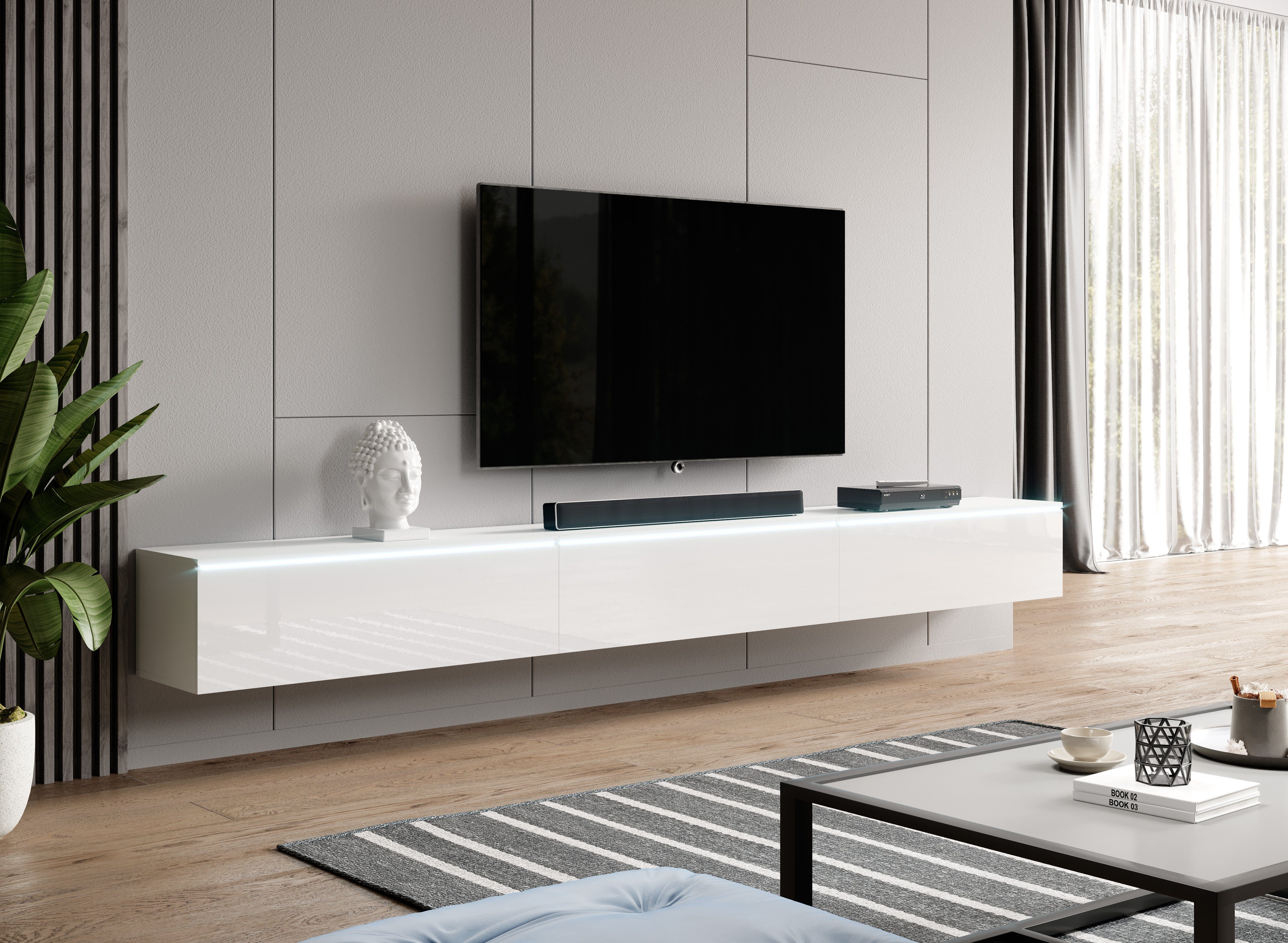 Furnix Sideboard BARGO Lowboard hängend TV-Board B300 x H34 x T32 cm, geräumig mit 6 Fächern