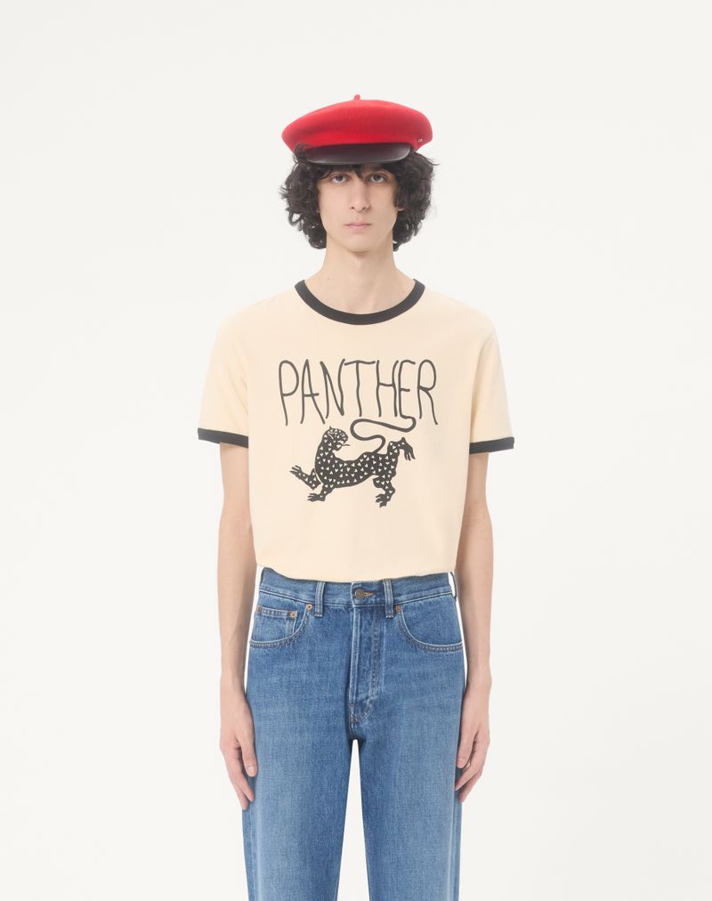 Valentino bomulds-T-shirt med panterprint