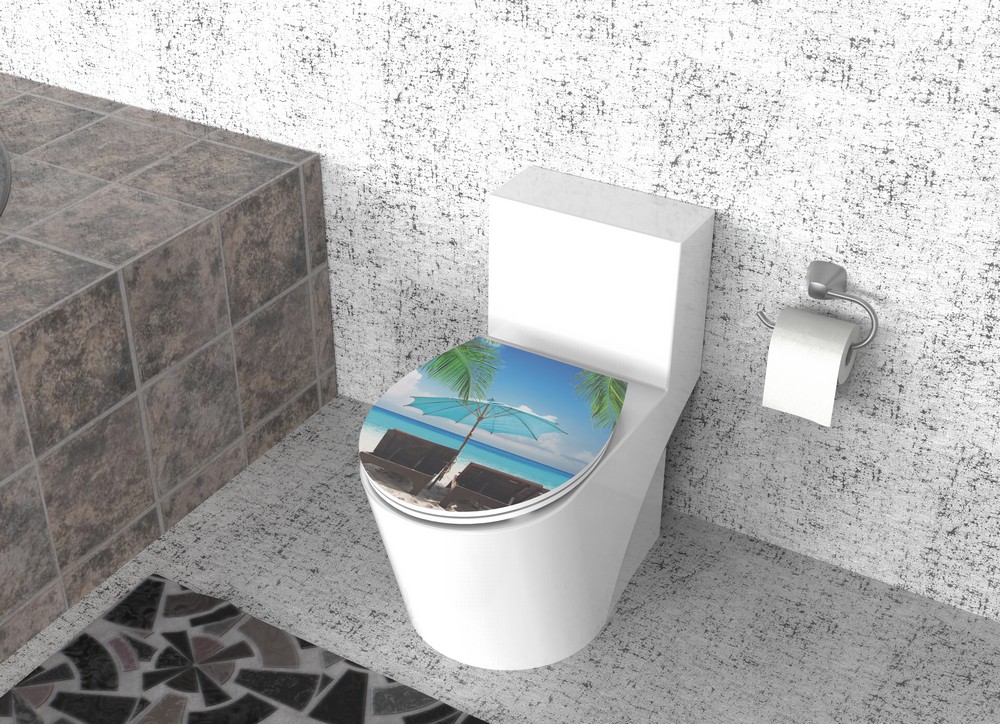 K&H Sanitary Duschwell Duroplast WC-Sitz Carving Printing - Beach