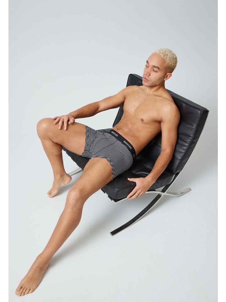 SNOCKS Boxershorts aus Bio-Baumwolle 6 Stück in Schwarze Streifen günstig kaufen